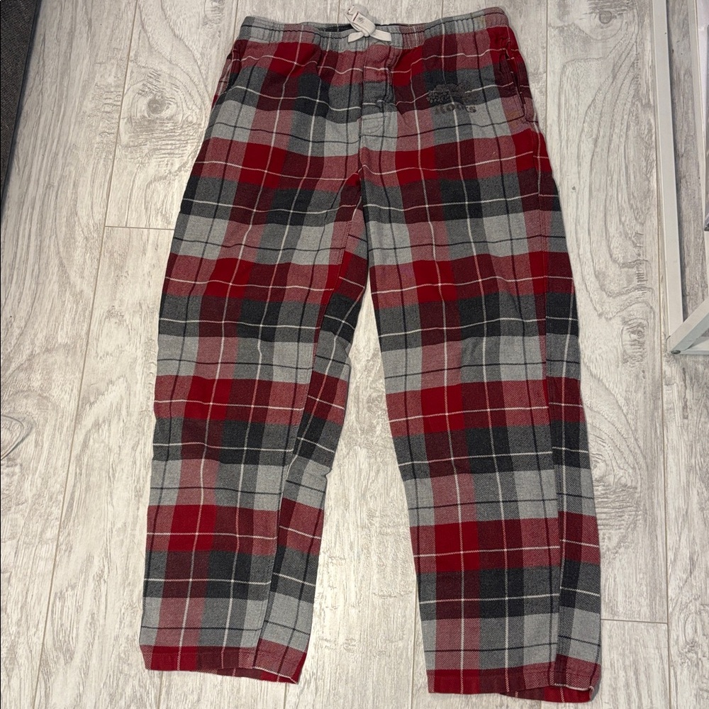 100% Cotton Roots Red and Gray Plaid Pants